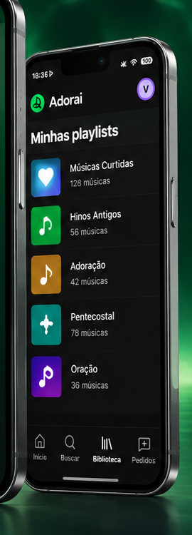 Playlists de louvores do app